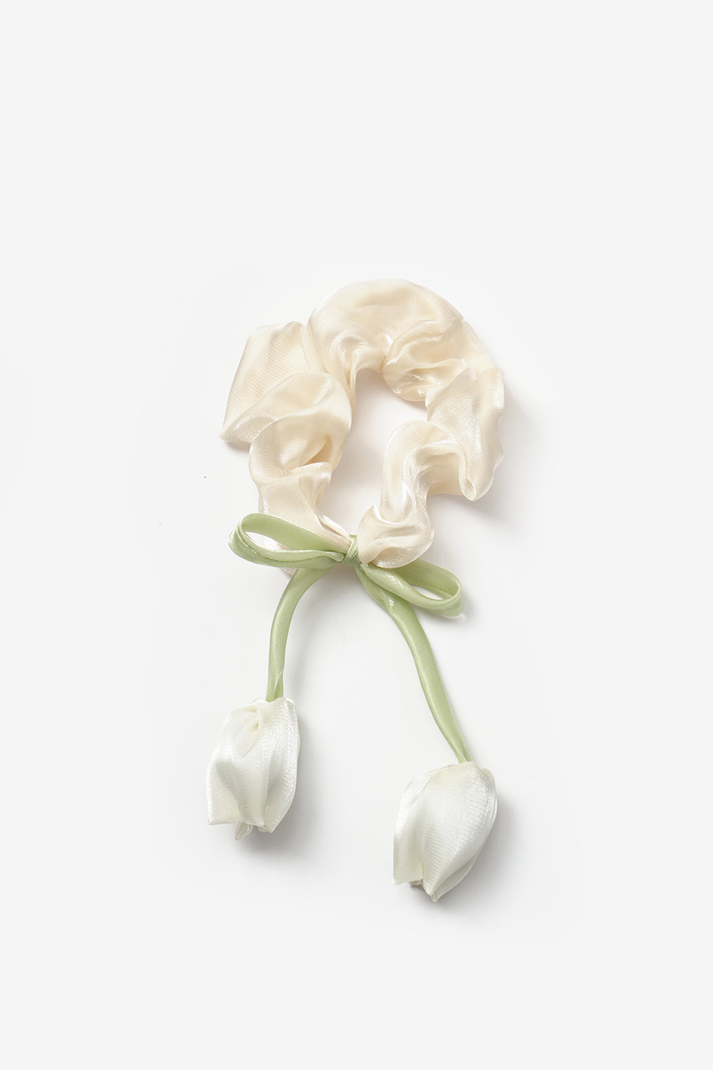 Ekru Lale Figürlü Kız Çocuk Lastik Toka