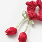 Kırmızı Lale Figürlü Kız Çocuk Lastik Toka