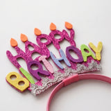 Çok Renkli Pastel Tonları Happy Birthday Kız Çocuk Parti Tacı