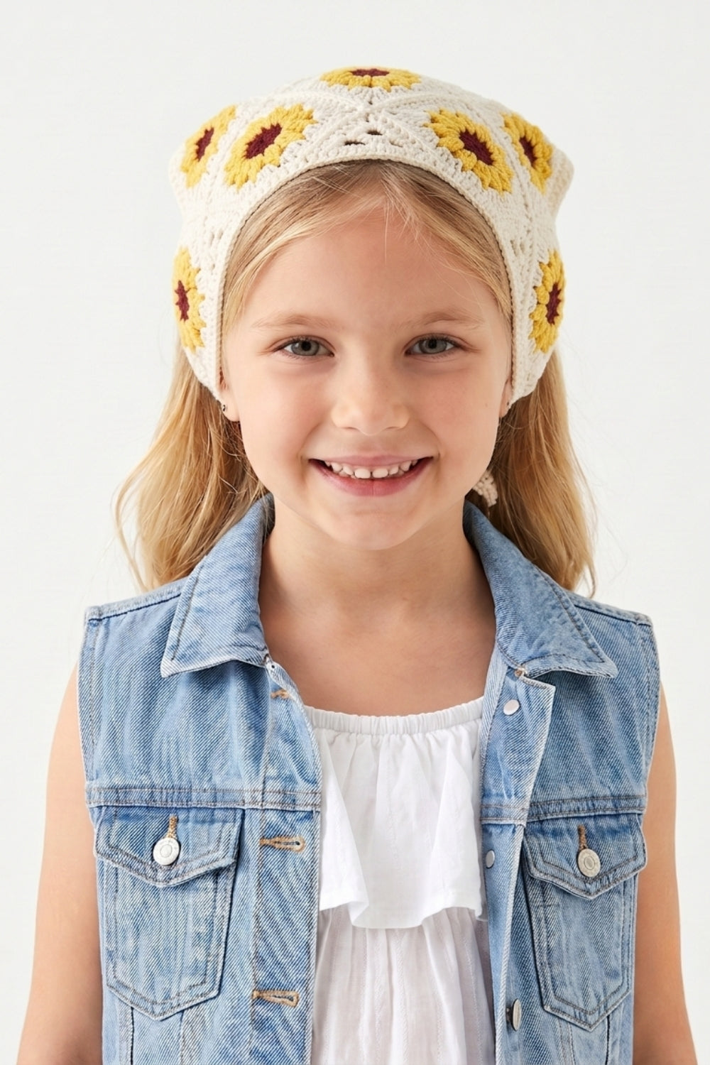 Sarı  Ayçiçeği Desenli Kız Çocuk Bandana
