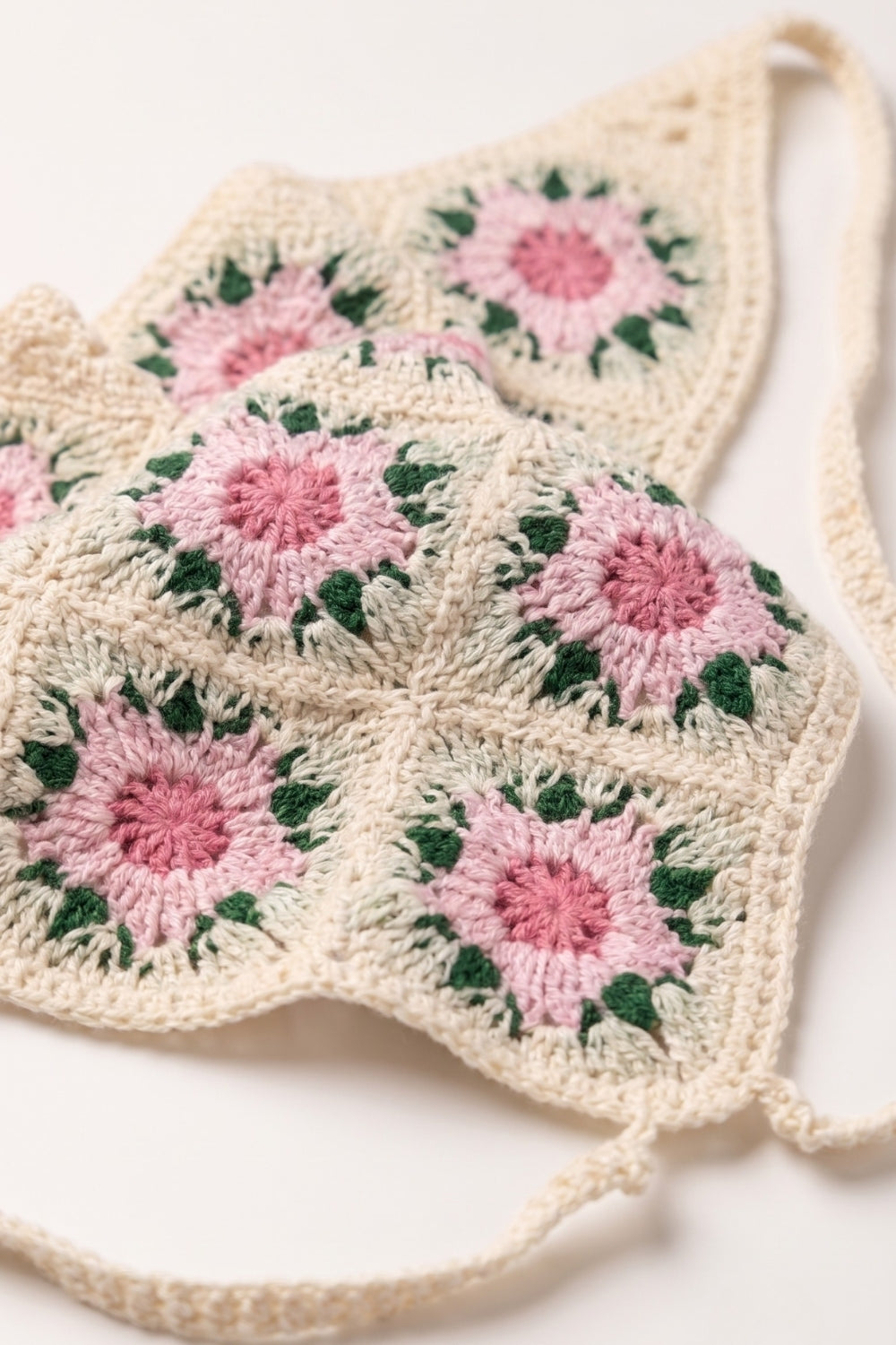 Pembe  Kiraz Çiçeği Desenli Kız Çocuk Bandana