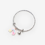 Çok Renkli Gökkuşağı Figürlü Zil Detaylı Kız Çocuk Ayarlanabilir Bileklik