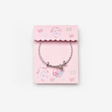 Pembe Fiyonklu Kalp Figürlü Zil Detaylı Kız Çocuk Ayarlanabilir Bileklik