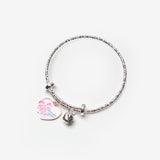 Pembe Fiyonklu Kalp Figürlü Zil Detaylı Kız Çocuk Ayarlanabilir Bileklik