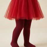 Bordo Kız Çocuk Koton Külotlu Çorap