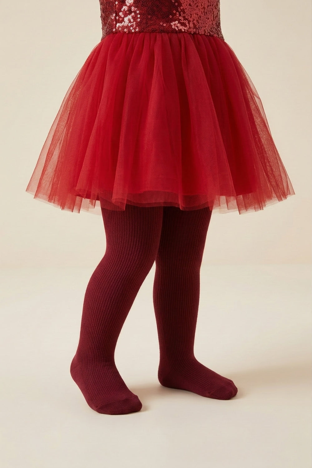 Bordo Kız Çocuk Koton Külotlu Çorap