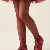 Bordo Kız Çocuk Muz Külotlu Çorap