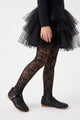 Black Floral Micro-Mesh Girls' Tights