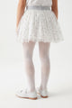 White Little Heart Patterned Girls' Tights