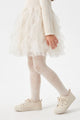 Ecru Tights with Tiny Heart Pattern for Girls