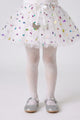 White Butterfly and Flower Patterned Girls' Tights