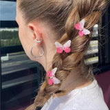 Pink Butterfly Figured Girl's 3-Piece Hair Earrings