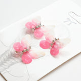 Pembe  Kelebek Figürlü Kız Çocuk 3'lü Saç Küpesi