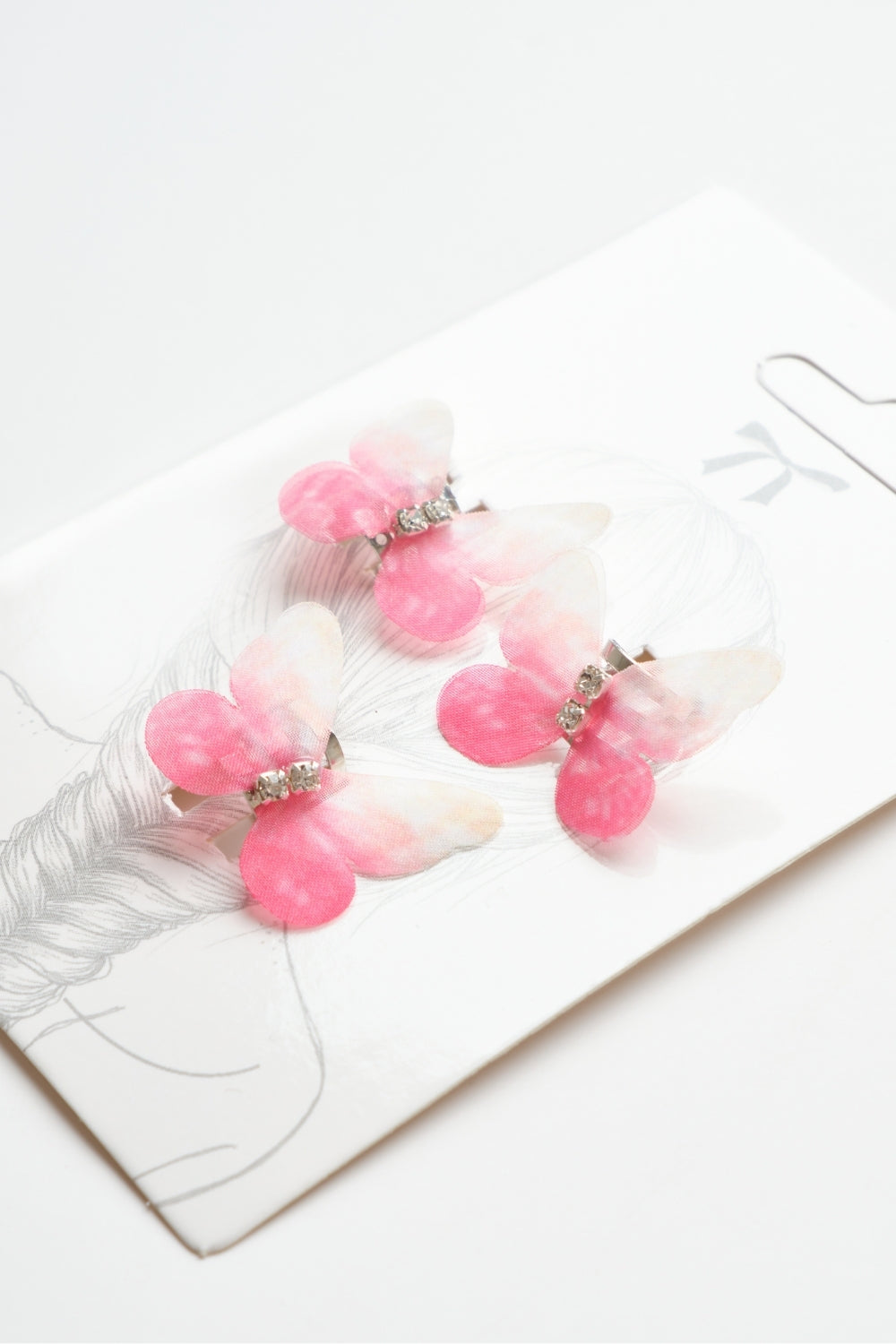 Pembe  Kelebek Figürlü Kız Çocuk 3'lü Saç Küpesi