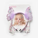 Lila  İncili Kelebek Kanat Figürlü Kız Çocuk Taç