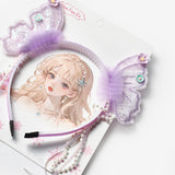 Lila  İncili Kelebek Kanat Figürlü Kız Çocuk Taç