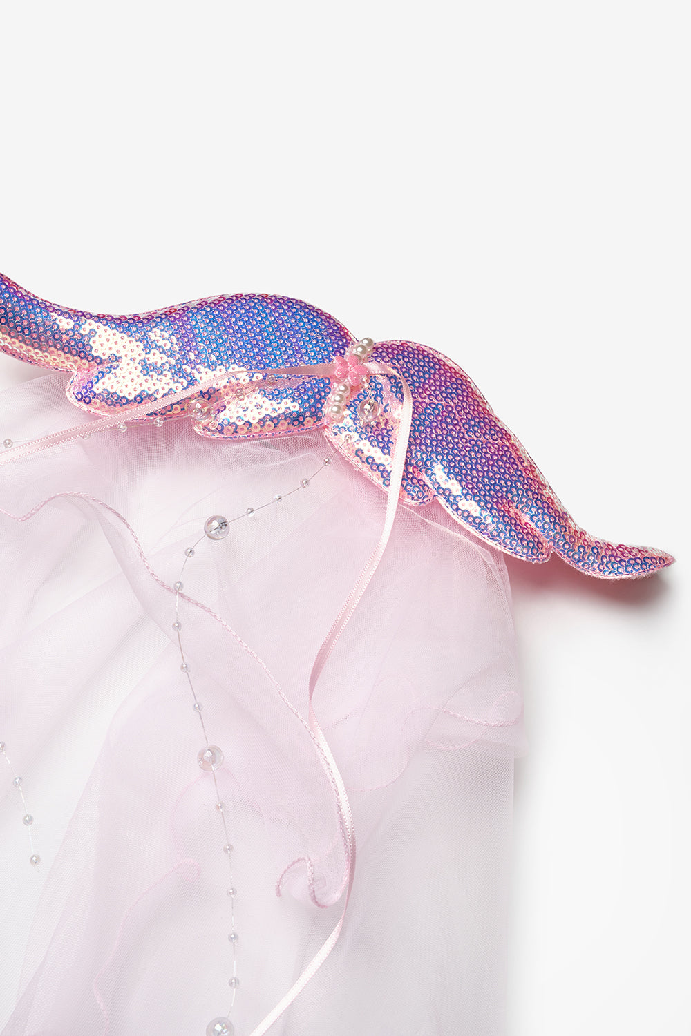 Pembe  Pullu İnci Detaylı Kanat Figür Kız Çocuk Klips Toka