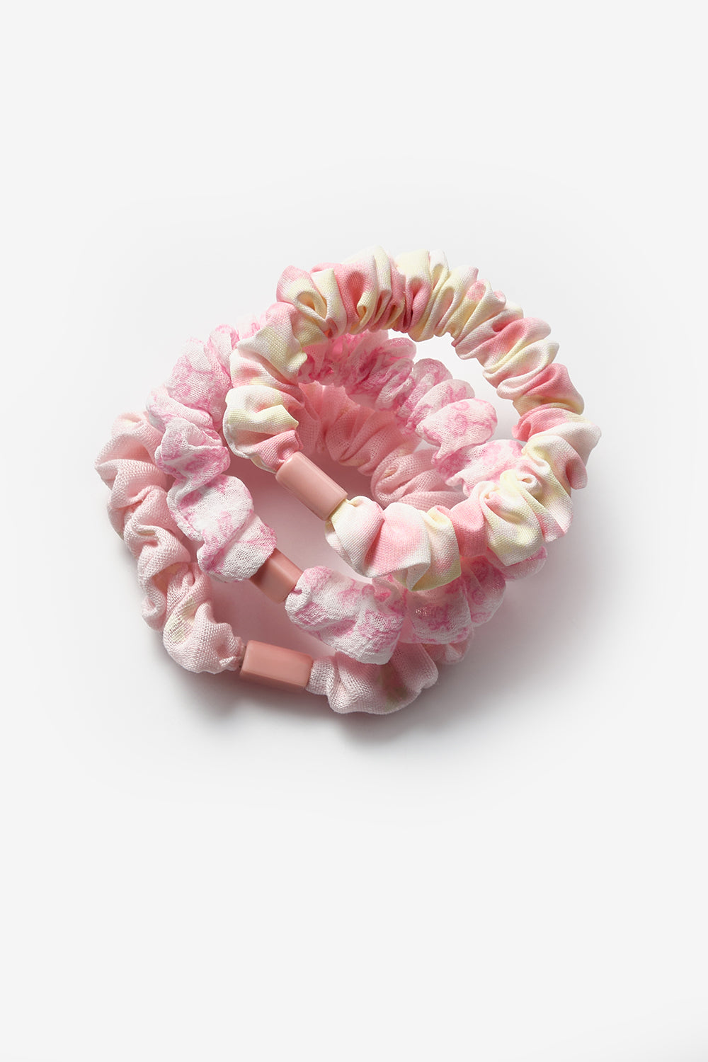 Pembe  Tonları 3'lü Fırfırlı Kız Çocuk Lastik Toka
