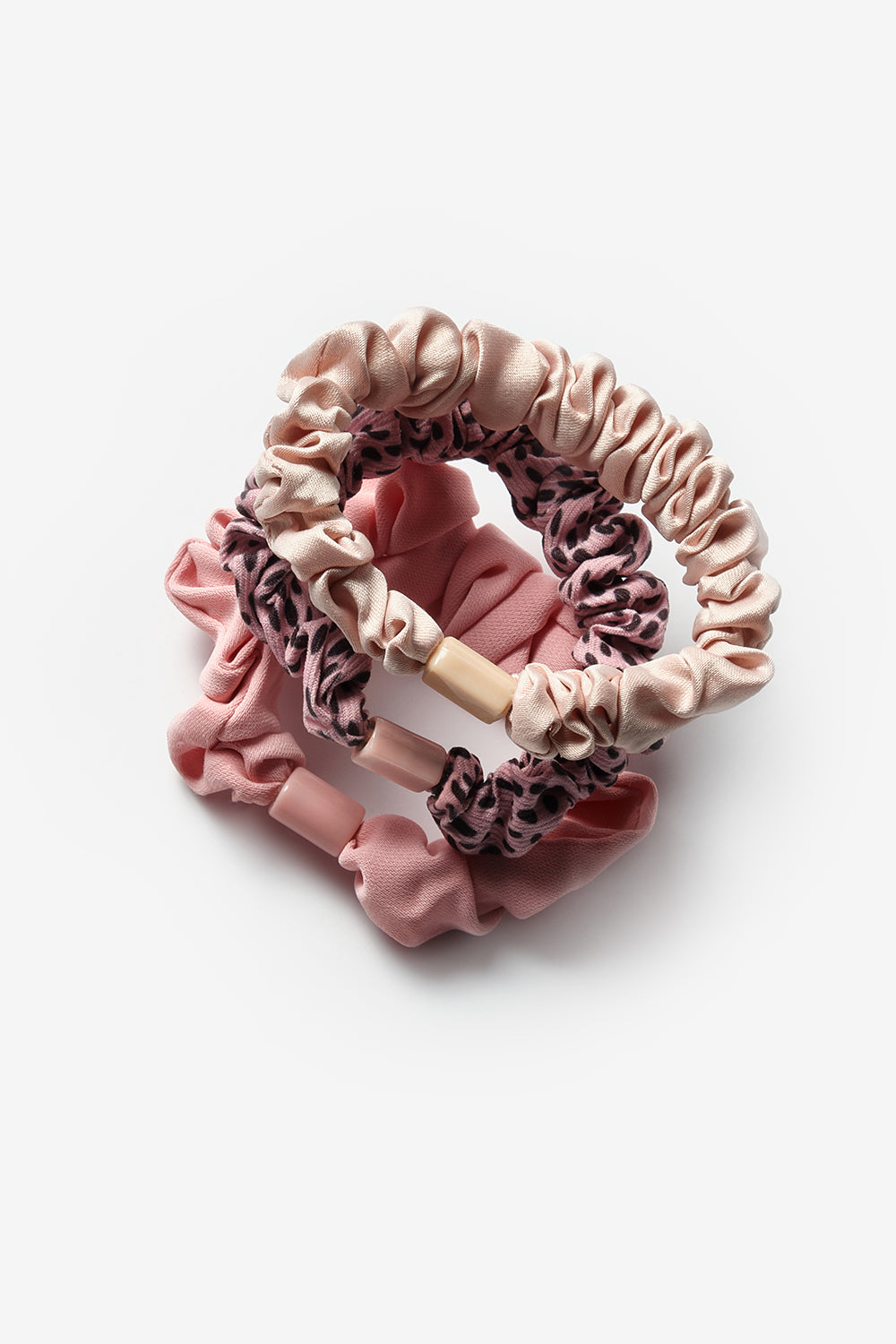 Pudra  Tonları 3'lü Fırfırlı Kız Çocuk Lastik Toka