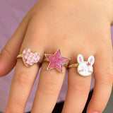 Çok Renkli  Figürlü 3'lü Kız Çocuk Yüzük Set