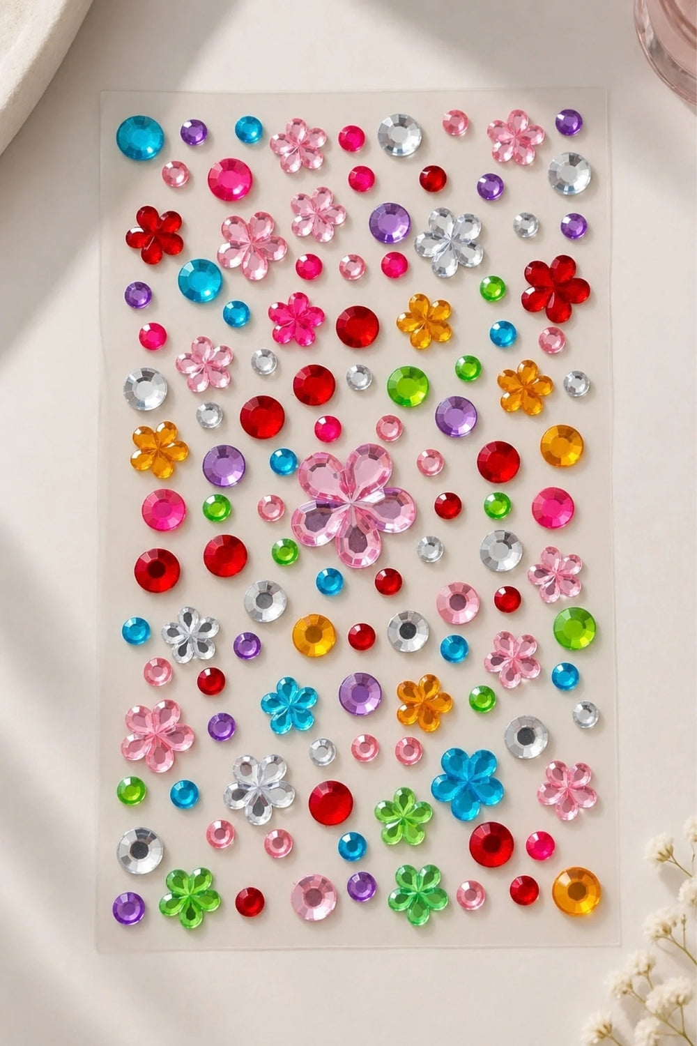 Çok Renkli  Çiçek Şekilli Kız Çocuk Yüz Sticker