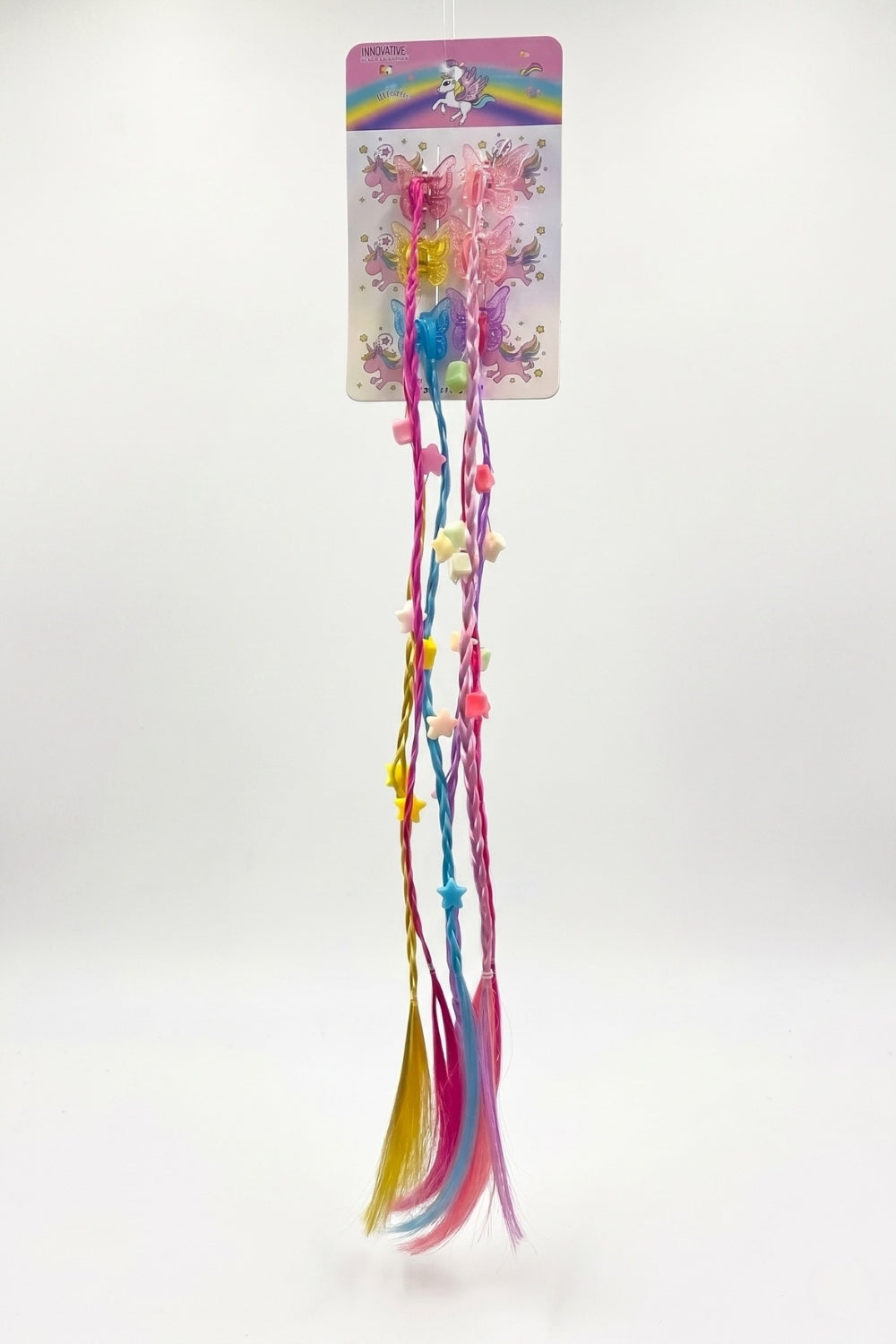 Çok Renkli Saç Detaylı Kelebek ve Yıldız Figürlü 6'lı Kız Çocuk Mandal Toka