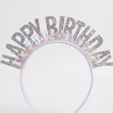 Gümüş Saçaklı Happy Birthday Temalı Kız Çocuk Parti Tacı