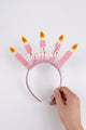 Pink Candle-Themed Happy Birthday Girl's Party Headband