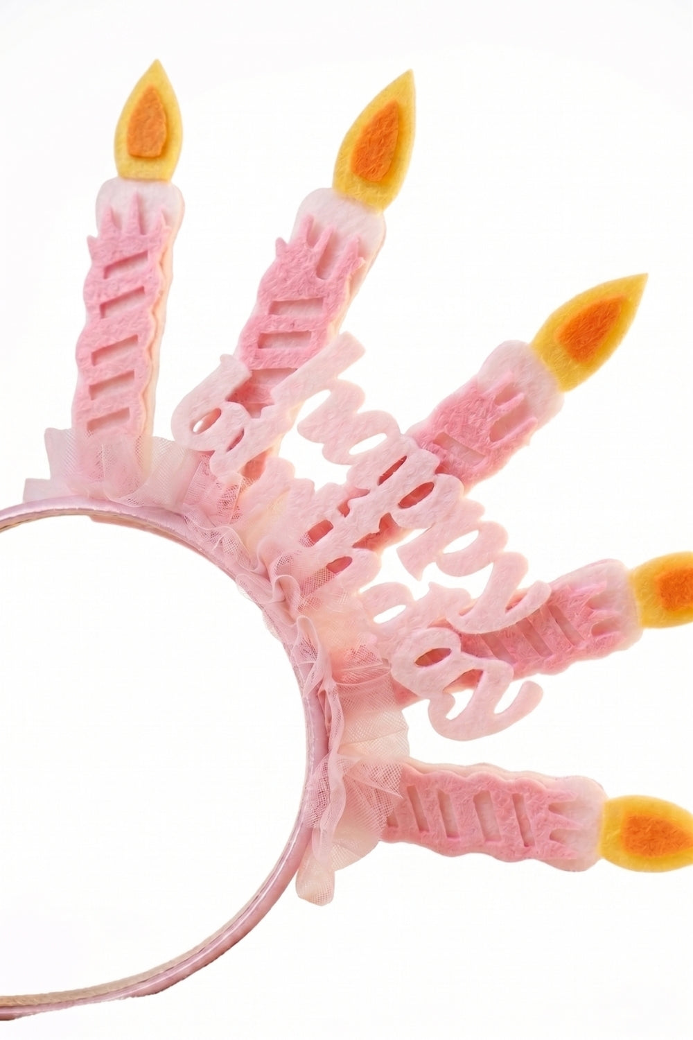 Pembe Mum Temalı Happy Birthday Kız Çocuk Parti Tacı