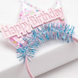 Çok Renkli Pullu Happy Birthday Yazılı Kız Çocuk Parti Tacı