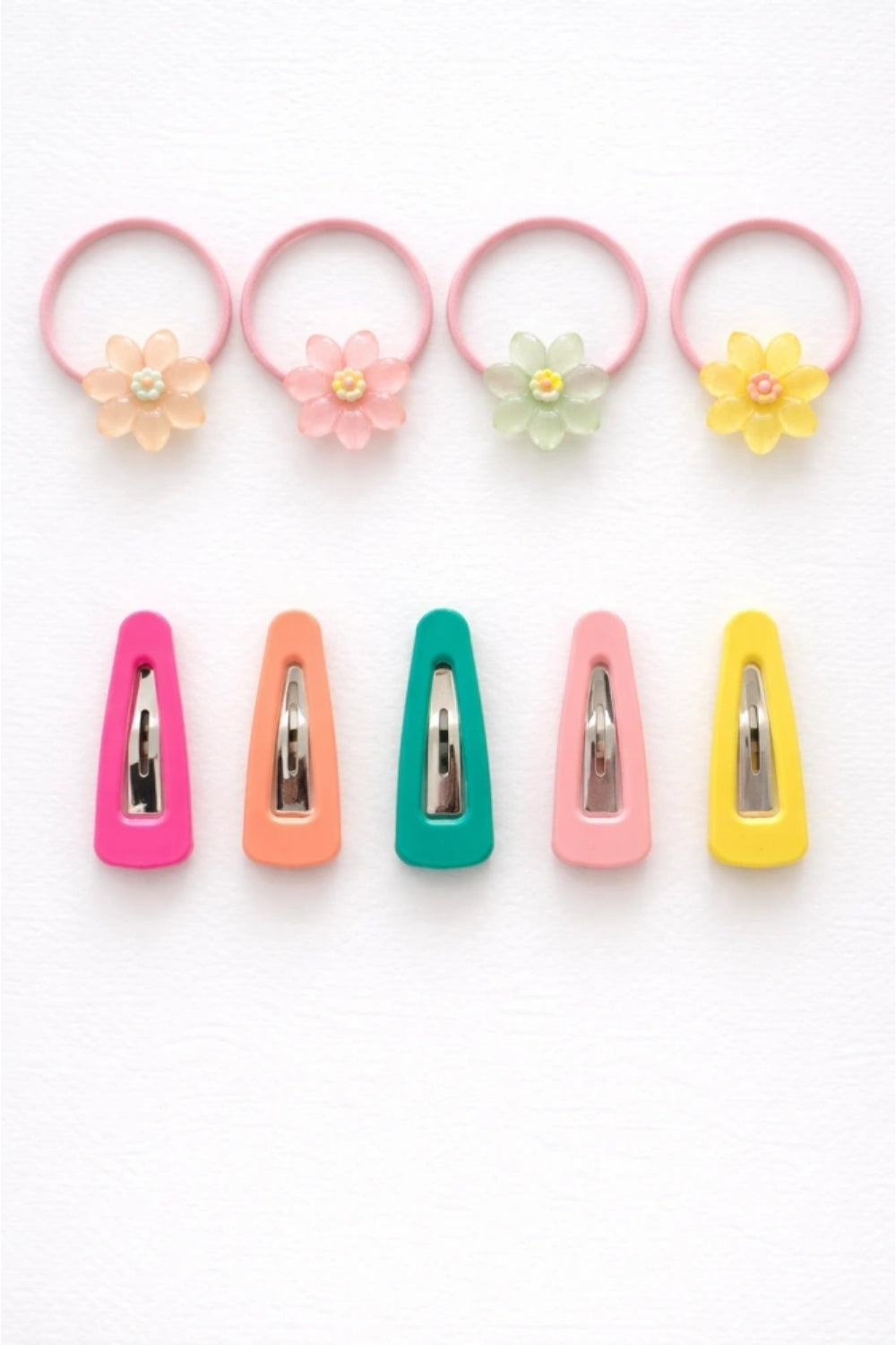 Çok Renkli Çiçek Figürlü 10'lu Karışık Toka Set