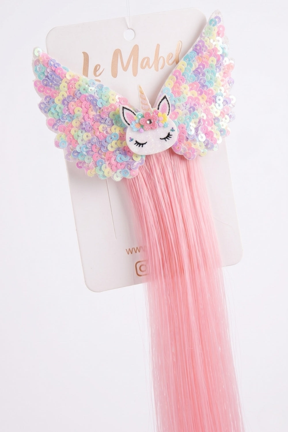 Pembe Unicorn Figürlü Pul Detaylı Saçlı Kız Çocuk Klips Toka