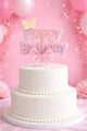Pembe Fiyonk Detaylı Happy Birthday Pasta Süsü
