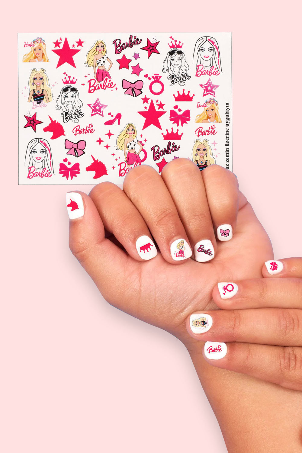 Pembe  Barbie Kız Çocuk Tırnak Sticker