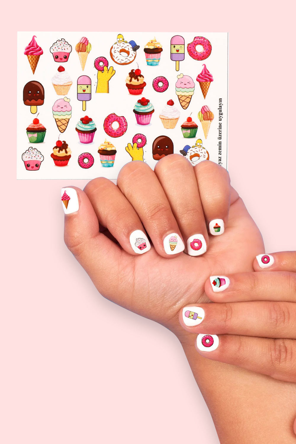 Çok Renkli  Dondurma Kız Çocuk Tırnak Sticker