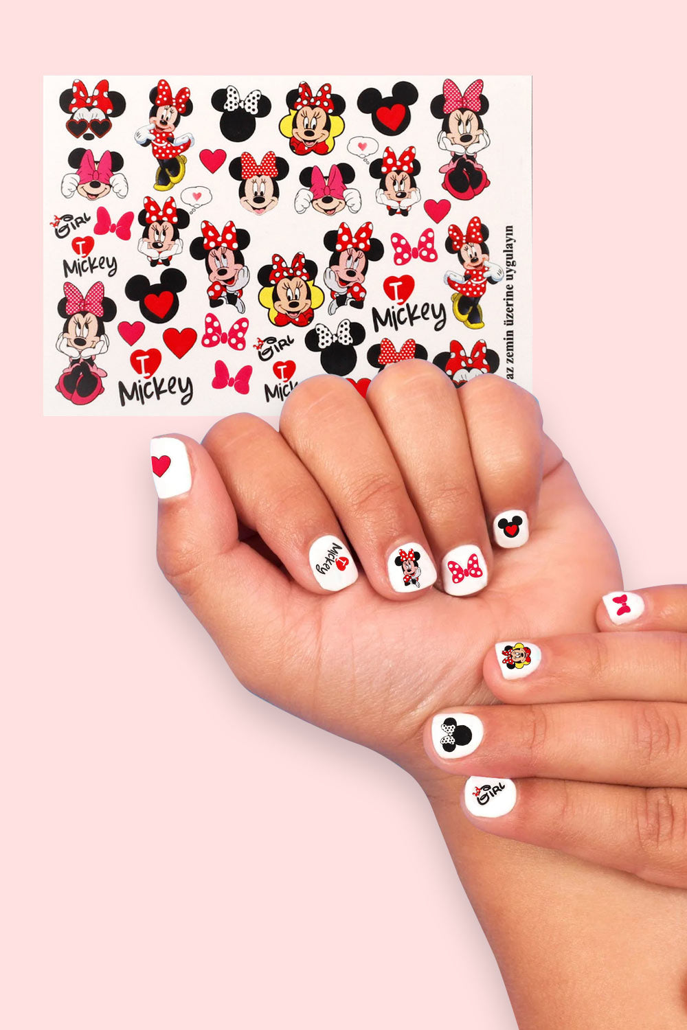 Kırmızı Minnie Mouse Kız Çocuk Tırnak Sticker