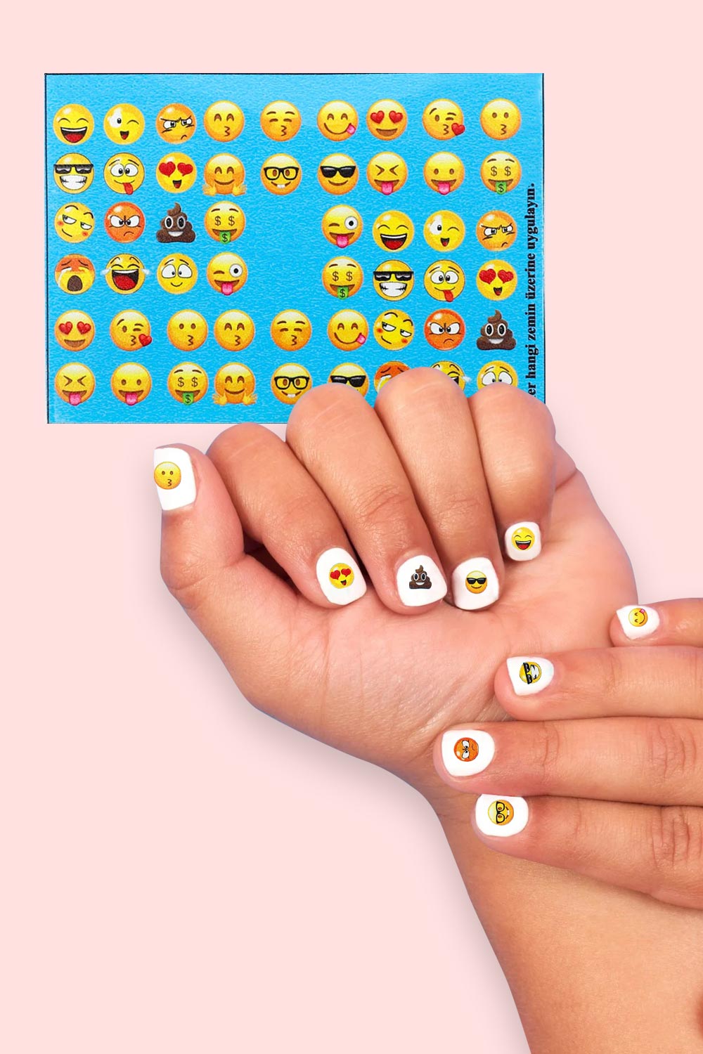 Çok Renkli Emoji Kız Çocuk Tırnak Sticker