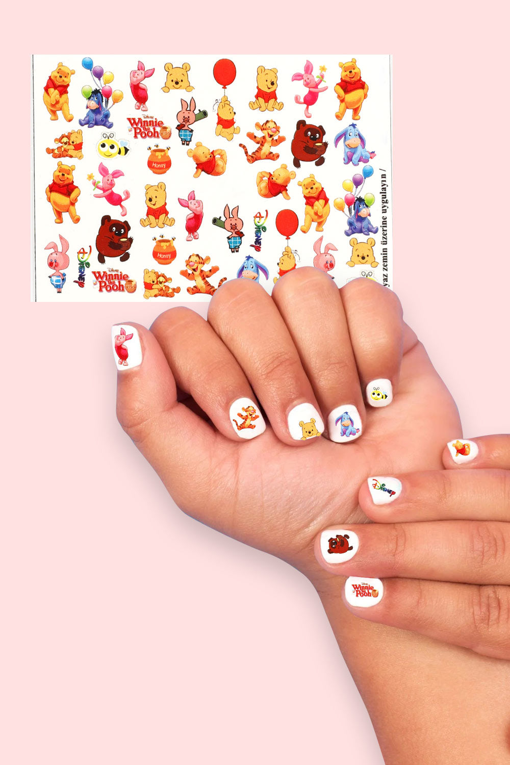 Çok Renkli Winnie The Pooh Kız Çocuk Tırnak Sticker