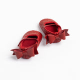 Kırmızı  Topuğu Fiyonklu Kız Bebek Ayakkabı