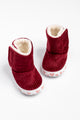 Claret Red Heart Print Sole Baby House Boot 