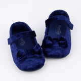 Lacivert  Fiyonk Detaylı Kadife Kız Bebek Ayakkabı