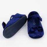 Lacivert  Fiyonk Detaylı Kadife Kız Bebek Ayakkabı