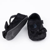 Siyah  Fiyonk Detaylı Kadife Kız Bebek Ayakkabı