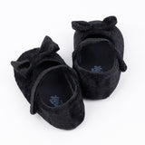 Siyah  Fiyonk Detaylı Kadife Kız Bebek Ayakkabı