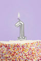 Silver Number 1 Candle