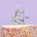 Gümüş  6 Rakamı Mum