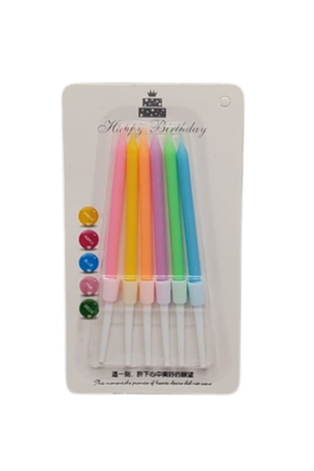 Çok Renkli  Pastel Tonları 6'lı Kısa Mum