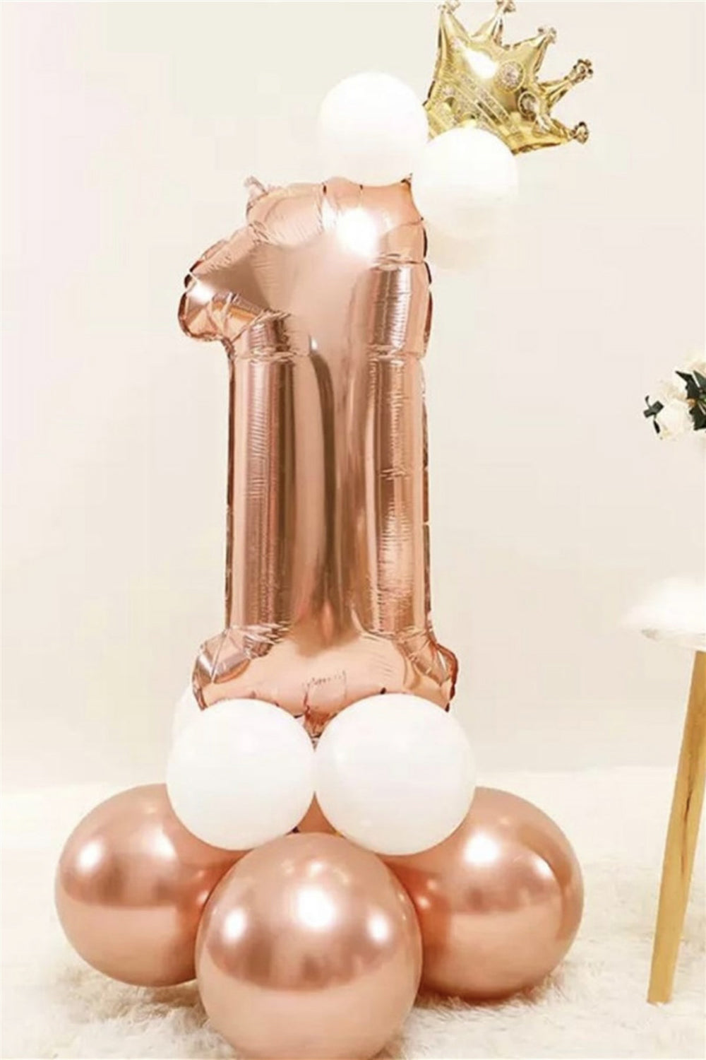 Rose  1 Rakamı Taçlı Balon Set