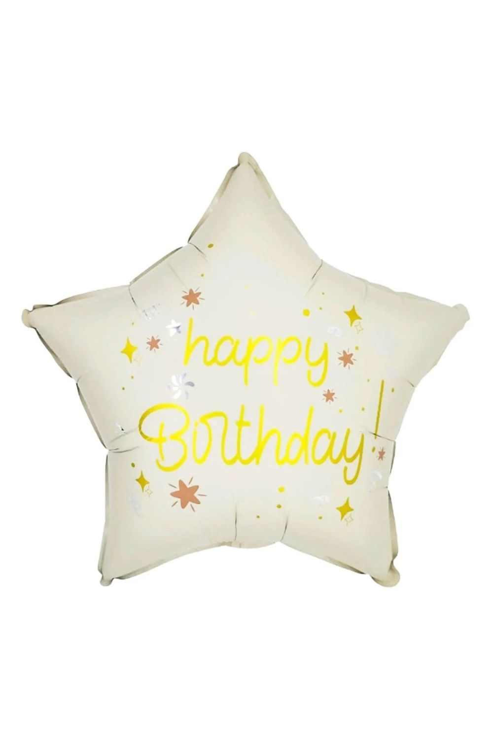 Beyaz  Happy Birthday Yazılı Yıldız Balon