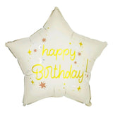 Beyaz  Happy Birthday Yazılı Yıldız Balon